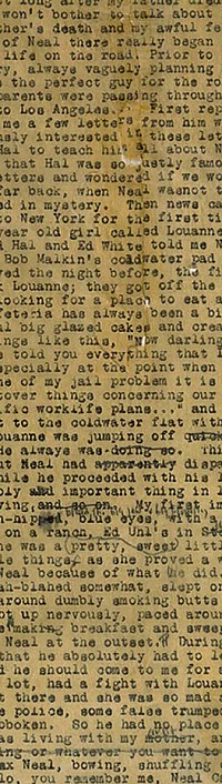 Ein Auszug aus dem Manuskript von Jack Kerouac's 